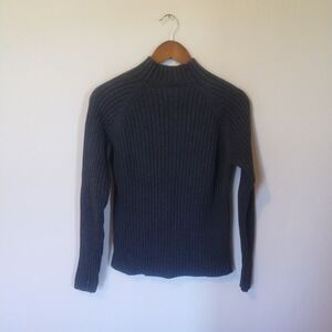 St. John's Bay Mock Neck Sweater Women's Medium Gray Cotton Minimalist Fisherman
